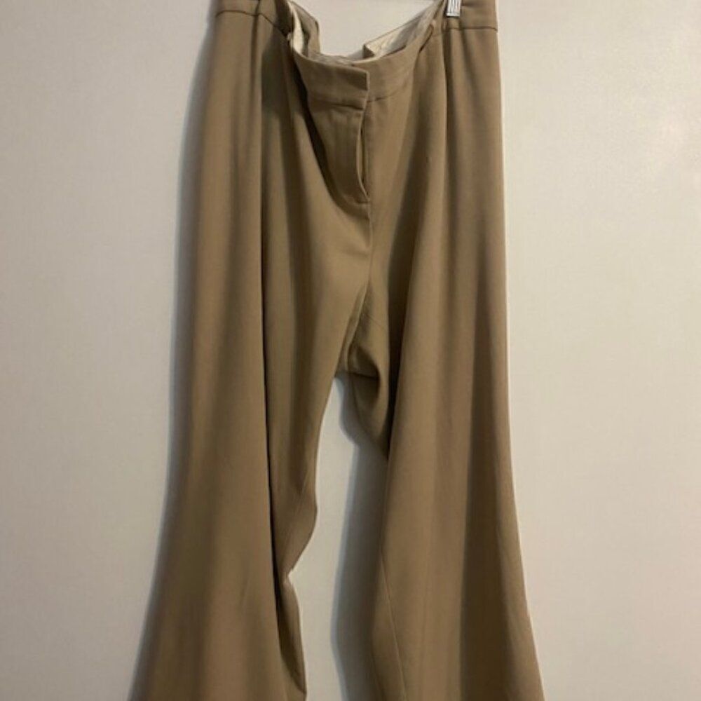 Lane Bryant Tan wide-leg cuffed trousers, size 20P